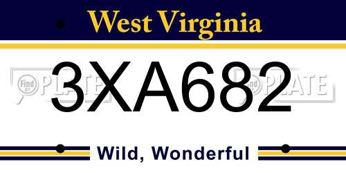 3XA682 West Virginia License Plate