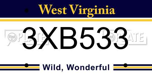 3XB533 West Virginia License Plate
