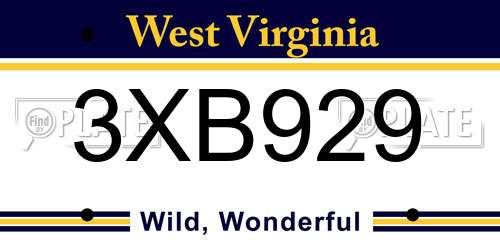 3XB929 West Virginia License Plate