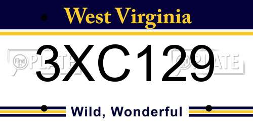 3XC129 West Virginia License Plate