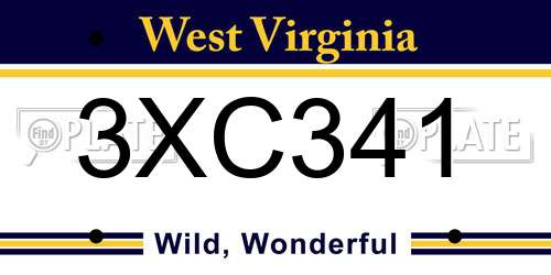 3XC341 West Virginia License Plate