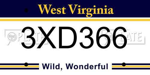 3XD366 West Virginia License Plate