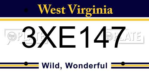3XE147 West Virginia License Plate