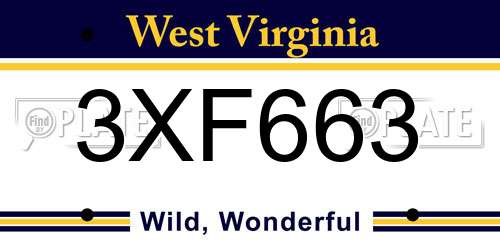 3XF663 West Virginia License Plate