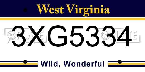 3XG5334 West Virginia License Plate