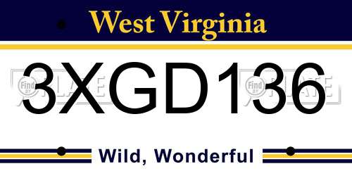3XGD136 West Virginia License Plate