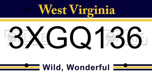 3XGQ136 West Virginia License Plate