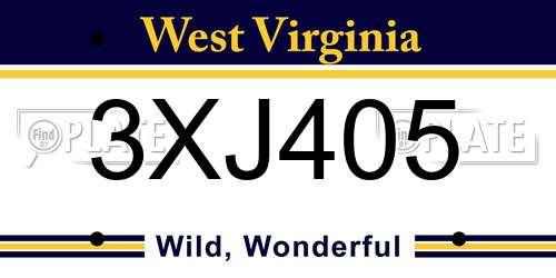3XJ405 West Virginia License Plate