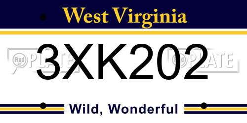 3XK202 West Virginia License Plate