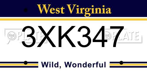 3XK347 West Virginia License Plate