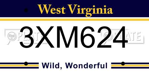 3XM624 West Virginia License Plate