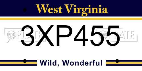 3XP455 West Virginia License Plate
