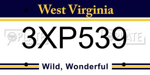 3XP539 West Virginia License Plate