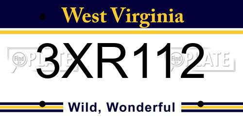 3XR112 West Virginia License Plate