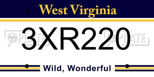 3XR220 West Virginia License Plate