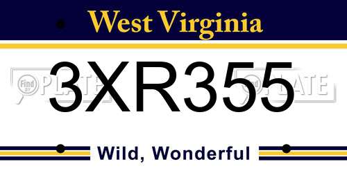 3XR355 West Virginia License Plate