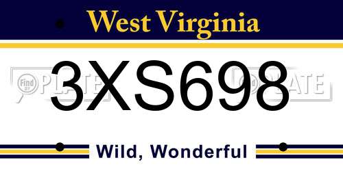 3XS698 West Virginia License Plate