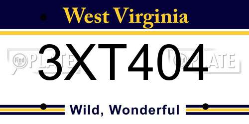 3XT404 West Virginia License Plate
