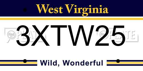 3XTW25 West Virginia License Plate