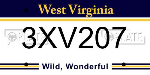3XV207 West Virginia License Plate