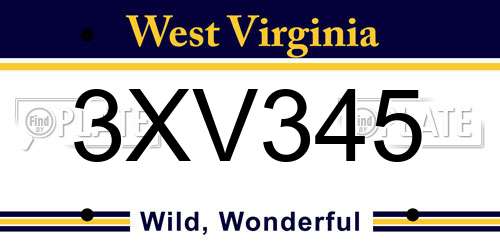 3XV345 West Virginia License Plate