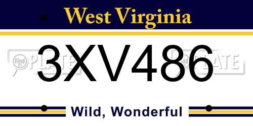 3XV486 West Virginia License Plate