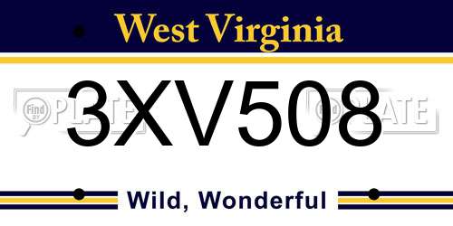3XV508 West Virginia License Plate
