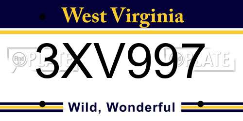 3XV997 West Virginia License Plate