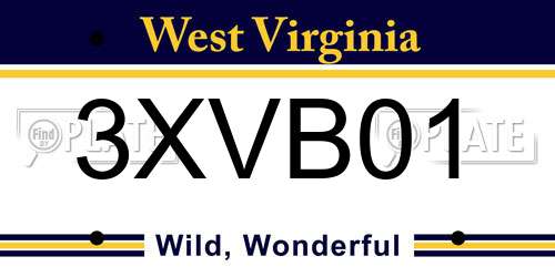 3XVB01 West Virginia License Plate