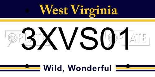 3XVS01 West Virginia License Plate