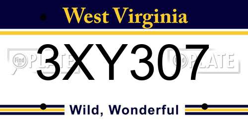 3XY307 West Virginia License Plate