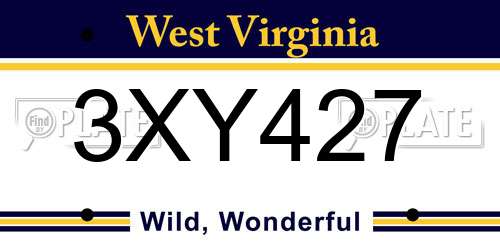 3XY427 West Virginia License Plate
