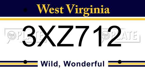 3XZ712 West Virginia License Plate