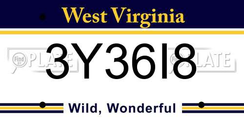 3Y36I8 West Virginia License Plate