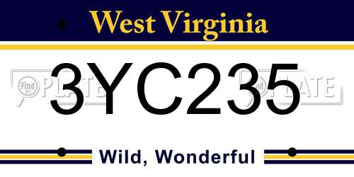 3YC235 West Virginia License Plate