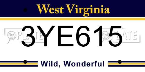 3YE615 West Virginia License Plate