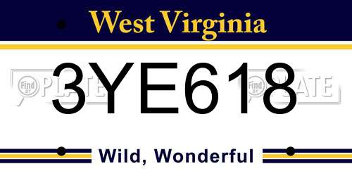 3YE618 West Virginia License Plate