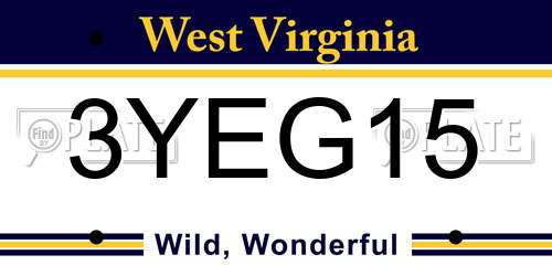 3YEG15 West Virginia License Plate