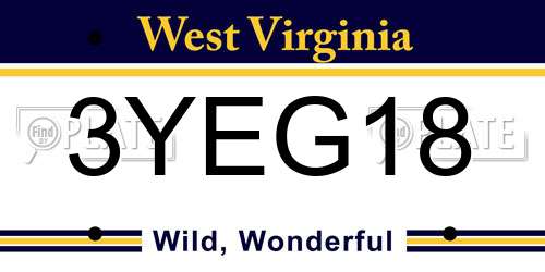 3YEG18 West Virginia License Plate