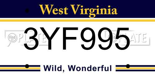 3YF995 West Virginia License Plate