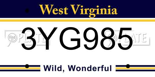 3YG985 West Virginia License Plate