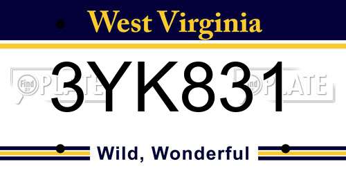 3YK831 West Virginia License Plate