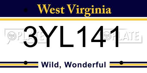 3YL141 West Virginia License Plate