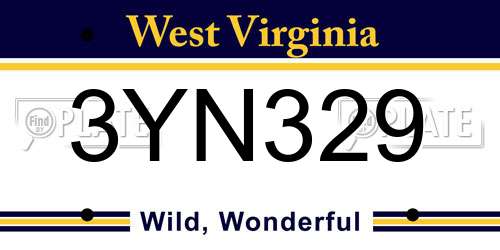 3YN329 West Virginia License Plate