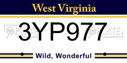 3YP977 West Virginia License Plate
