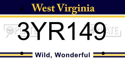3YR149 West Virginia License Plate
