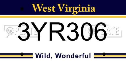 3YR306 West Virginia License Plate