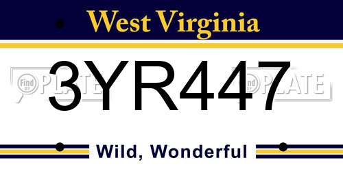 3YR447 West Virginia License Plate