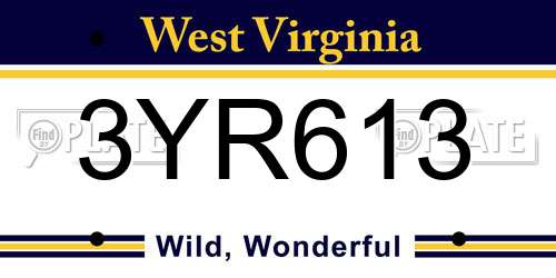 3YR613 West Virginia License Plate