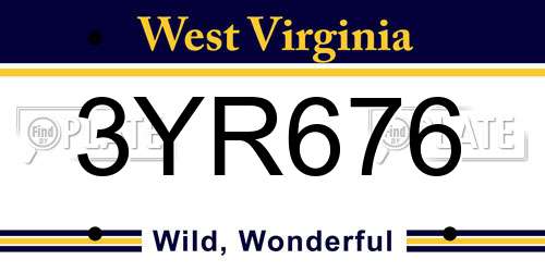 3YR676 West Virginia License Plate